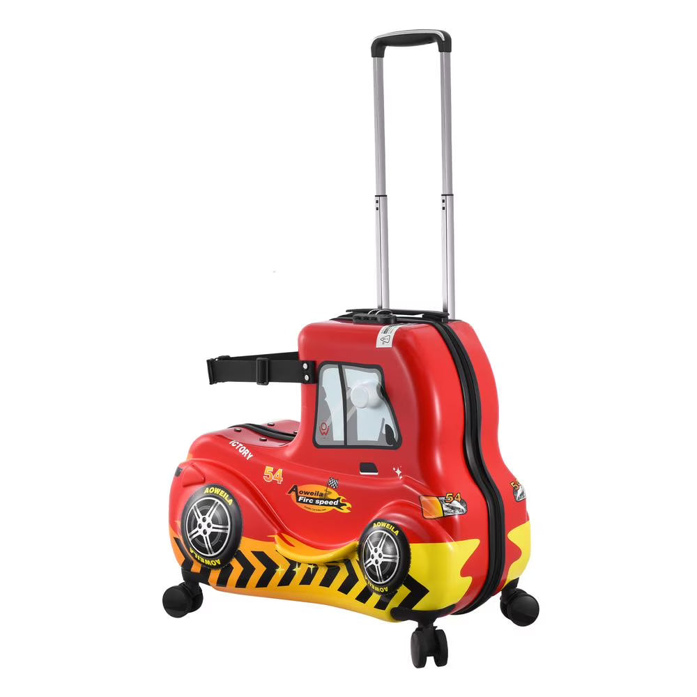 Mulaxen Toddler Ride on Suitcase 24 in Carry-On Luggage Red Car Cabin Case with Wheels Kids Suitcase Cabin Luggage with Safety Belt for Girls Boys Aged 6-12 Years Old value