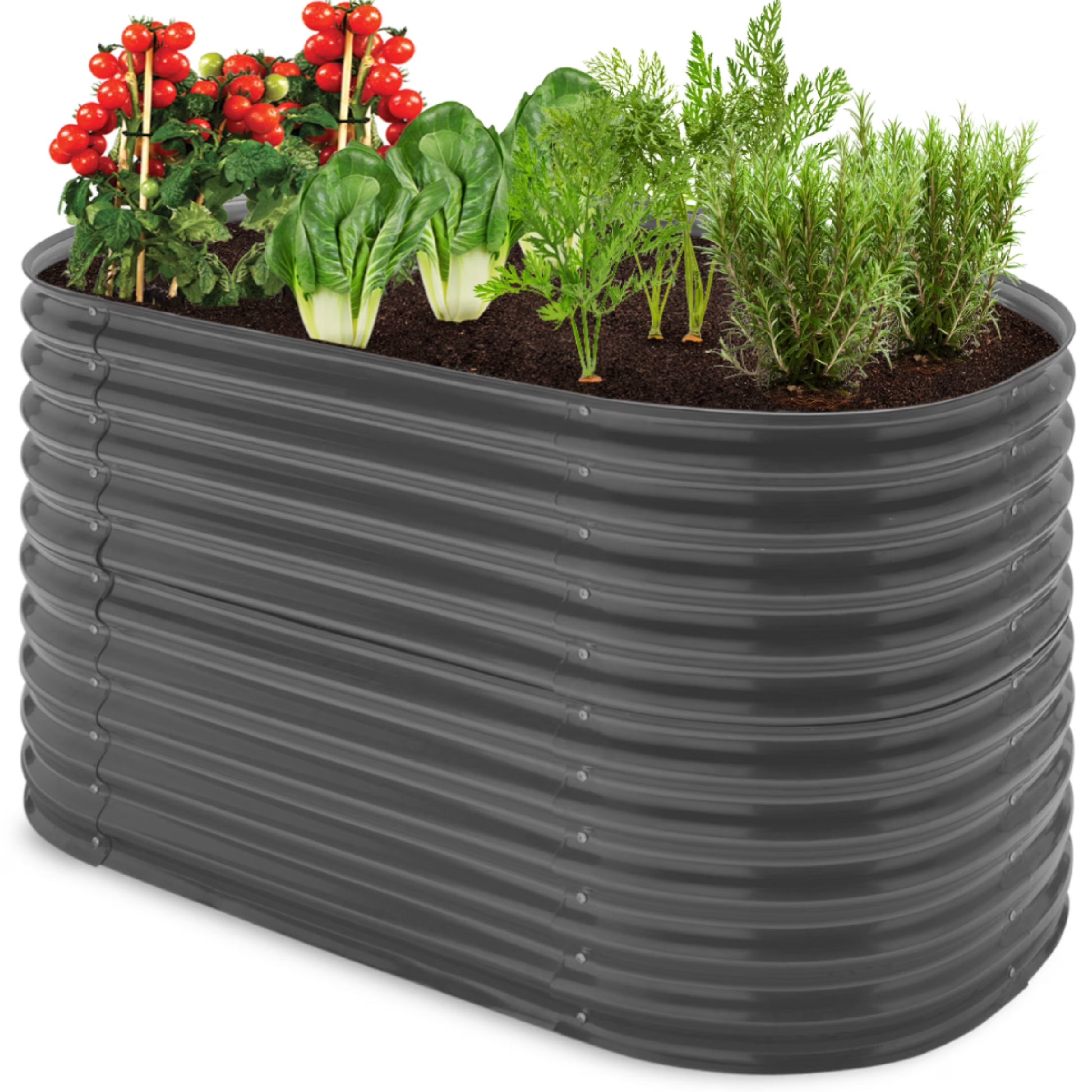 Best Choice Products 63in Oval Metal Raised Garden Bed, Customizable Outdoor Planter for Gardening, Plants - Silver