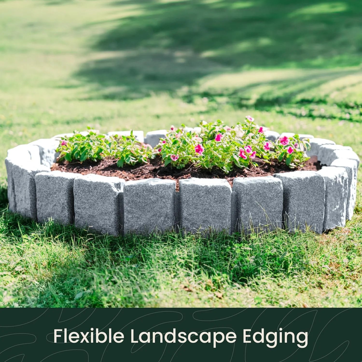 Beuta Landscape Edging | Garden Edging Border | Faux Stone Block XL for Lawn Edging, Flower Beds & Yard Edging - 1 Pack | Each Section Has 6 Blocks 48" L x 4" W x 9.5" H | 3 Spikes | Sandstone