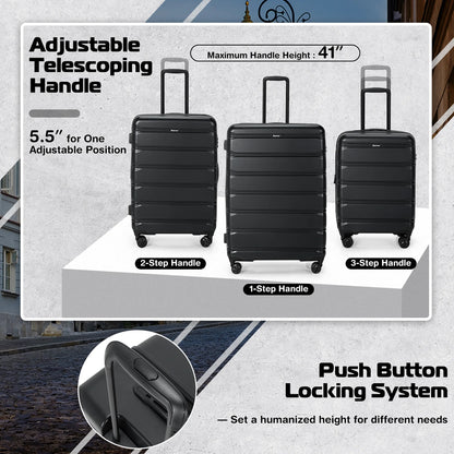 Costway 3 Piece Hardshell Luggage Set Ex pandable Suitcase w/TSA Lock & Spinner Wheels