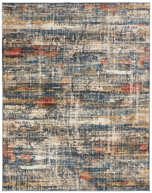 Kalaty Theory Area Rug TY-674 Blues/Multi Vintage Stained 5' 5" x 7' 7" Rectangle