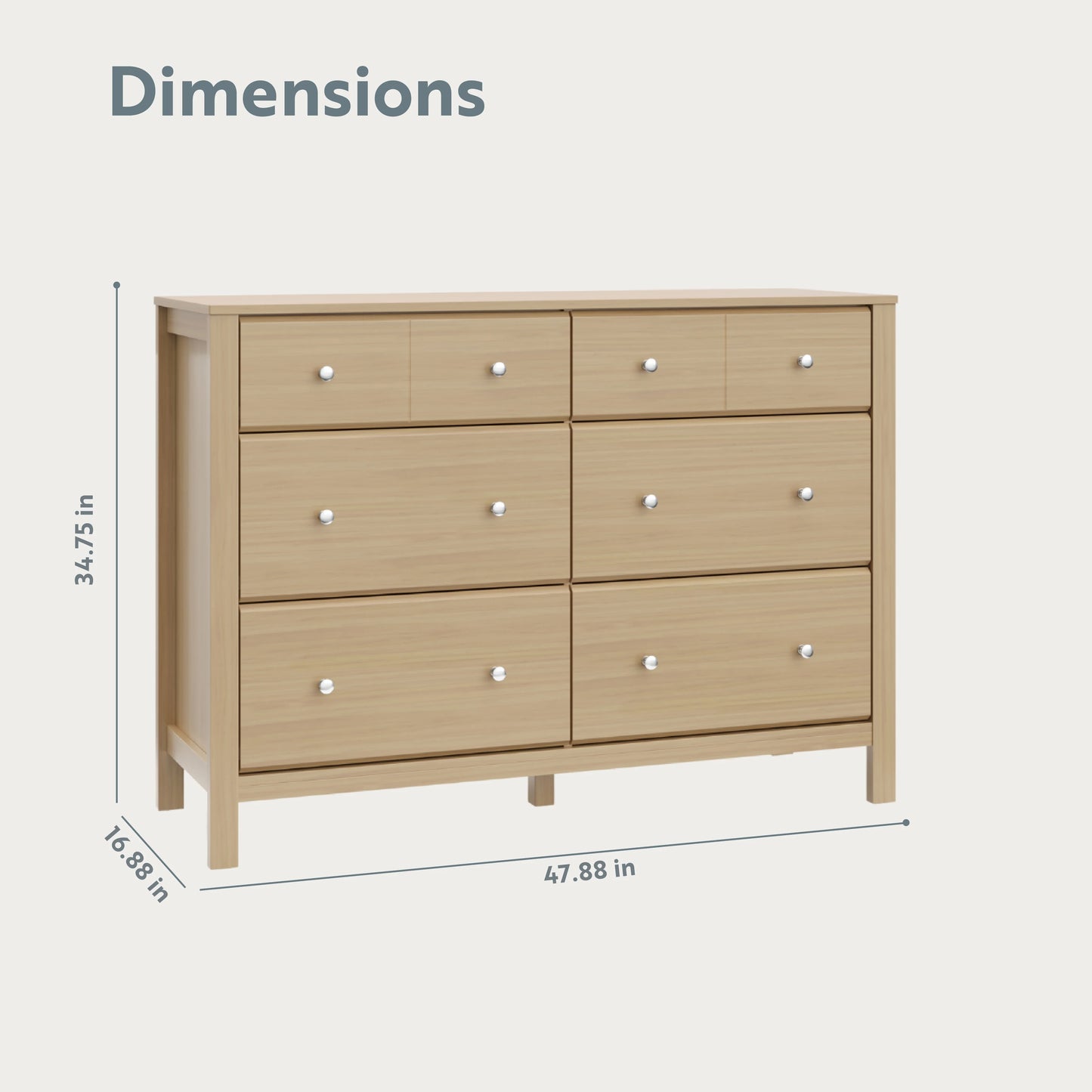 Storkcraft Horizon 6 Drawer Nursery Double Dresser, Driftwood