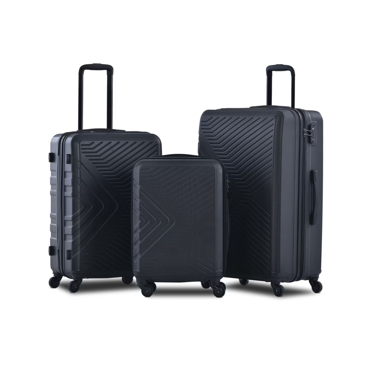 3 Piece Luggage Sets, ABS Lightweight Suitcase(20/24/28), Carry on Hard-Shell Luggage with 2 Hooks, Telescopic Handle, Spinner Wheels and TSA Lock, Yellow
