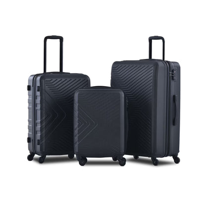 3 Piece Luggage Sets, ABS Lightweight Suitcase(20/24/28), Carry on Hard-Shell Luggage with 2 Hooks, Telescopic Handle, Spinner Wheels and TSA Lock, Yellow