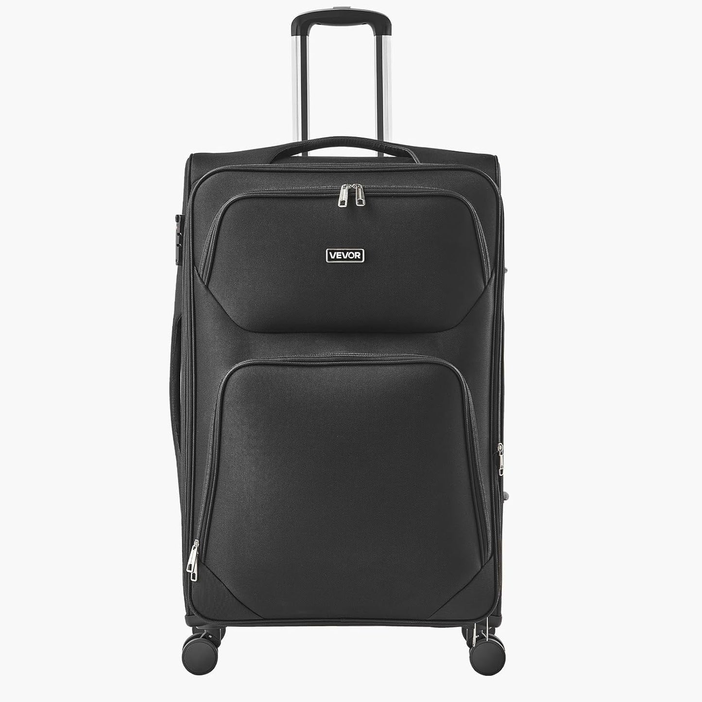 Softside Expandable Luggage with Spinner Wheels, 28-Inch Softside Checked Large Luggage, Lightweight Checked Suitcase with Expandable Zippered Pocket and TSA Lock, Black