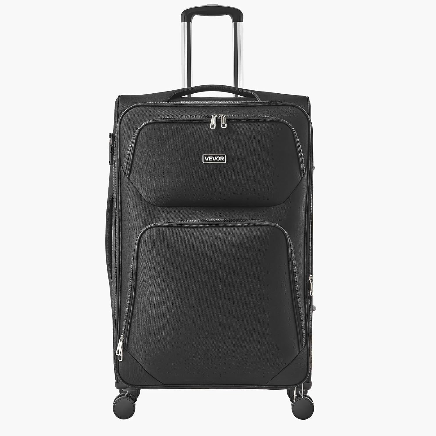 Softside Expandable Luggage with Spinner Wheels, 28-Inch Softside Checked Large Luggage, Lightweight Checked Suitcase with Expandable Zippered Pocket and TSA Lock, Black