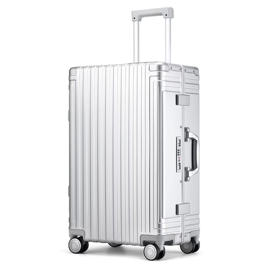 All Aluminum Hardshell Luggage, Airline Approved Zipperless Hardside Carry on Suitcase with Spinner Wheels, Checked Aluminium Luggage Metal Rolling Luggage Case for Travel, Business
