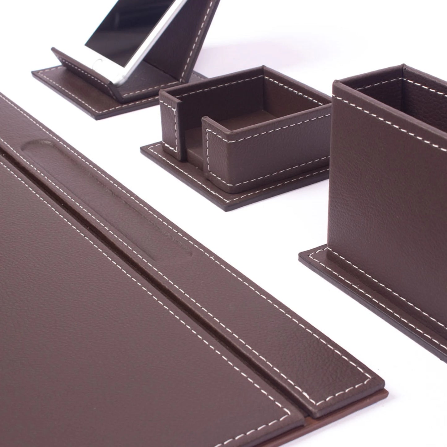 Leather Desk Set - Home Office Accessories - Desk Supplies - Leather Desk Set - Office Table Work Desk Accessories - Desk Storage Organizer - 4 Accessories-4 PCS