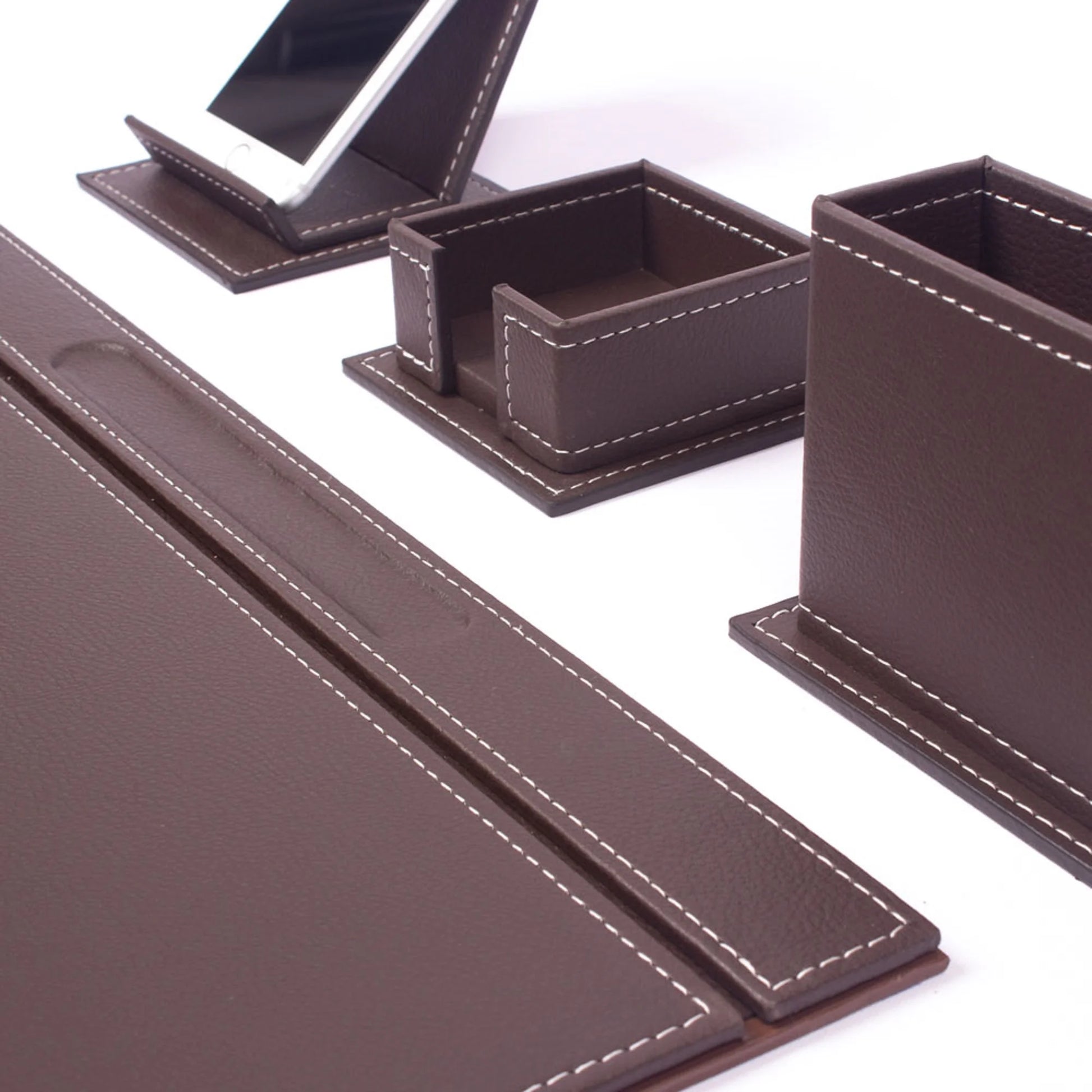 Leather Desk Set - Home Office Accessories - Desk Supplies - Leather Desk Set - Office Table Work Desk Accessories - Desk Storage Organizer - 4 Accessories-4 PCS
