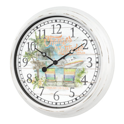 La Crosse Clock 15.75" Margaritaville “Changes in Latitudes” Indoor/Outdoor Quartz Wall Clock, 404-3841MV