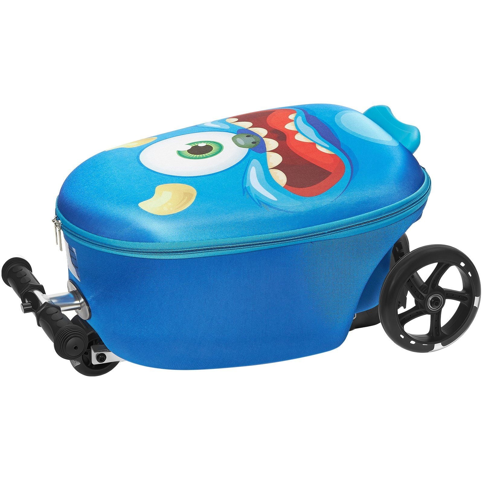 VEVOR Ride-on Luggage 20-inch Kids Scooter Suitcase with Flash Wheels Blue
