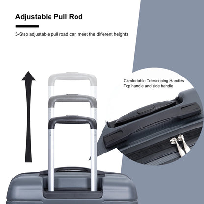 3 Piece Luggage Sets, PC Lightweight Durable Expandable Suitcase with 2 Hooks and TSA Lock, Suitcases with Wheels,21in 25in 29in,Gray