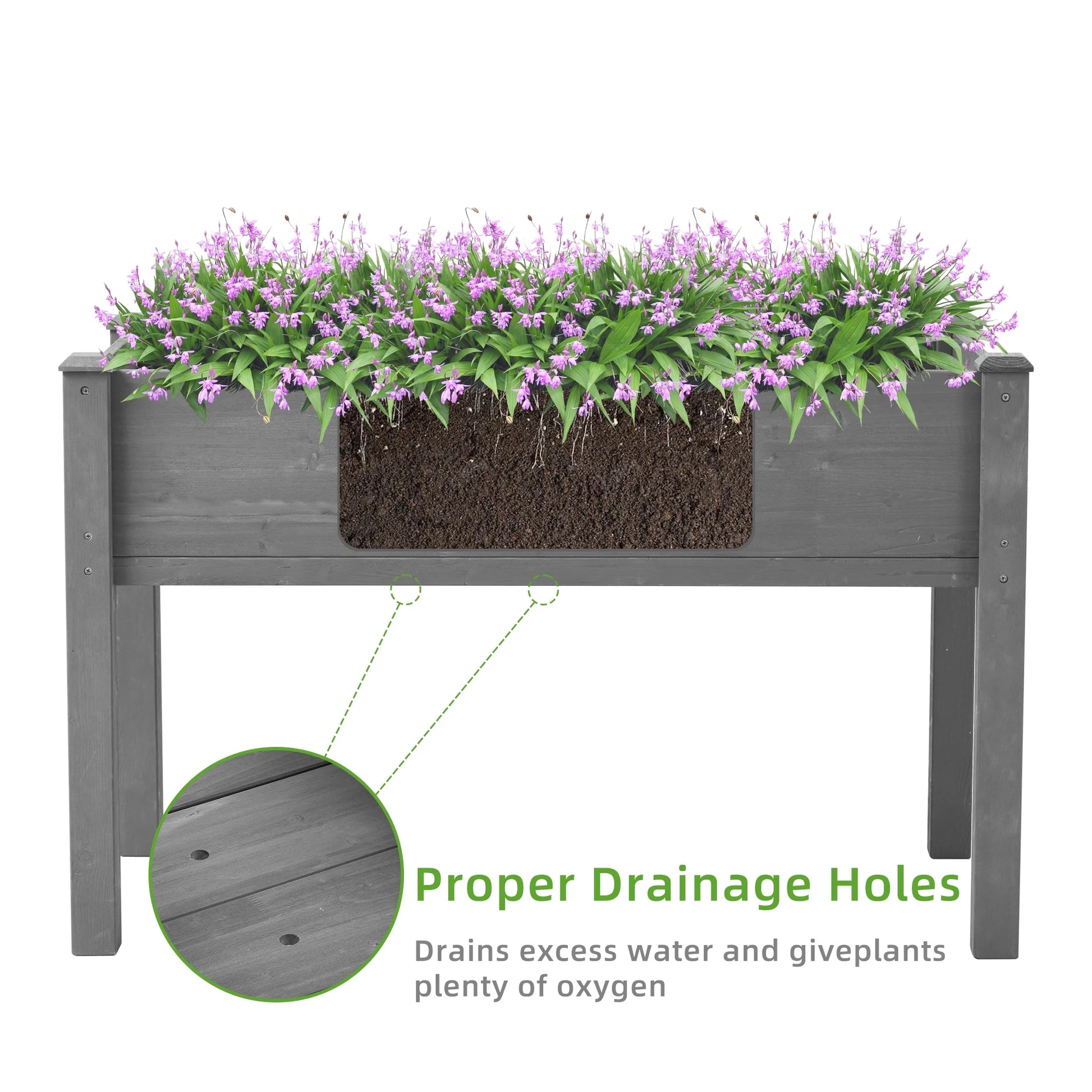 Segmart Planter Box with Legs, Outdoor Wood Elevated Garden Bed, Elevated Garden Bed for Vegetables Flower Herb Patio, SS2243