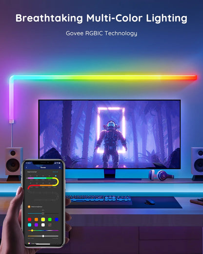 Govee Glide RGBIC Smart Wall Light, Multicolor Customizable, Music Sync LED Home Decor, 6 Pcs and 1 Corner