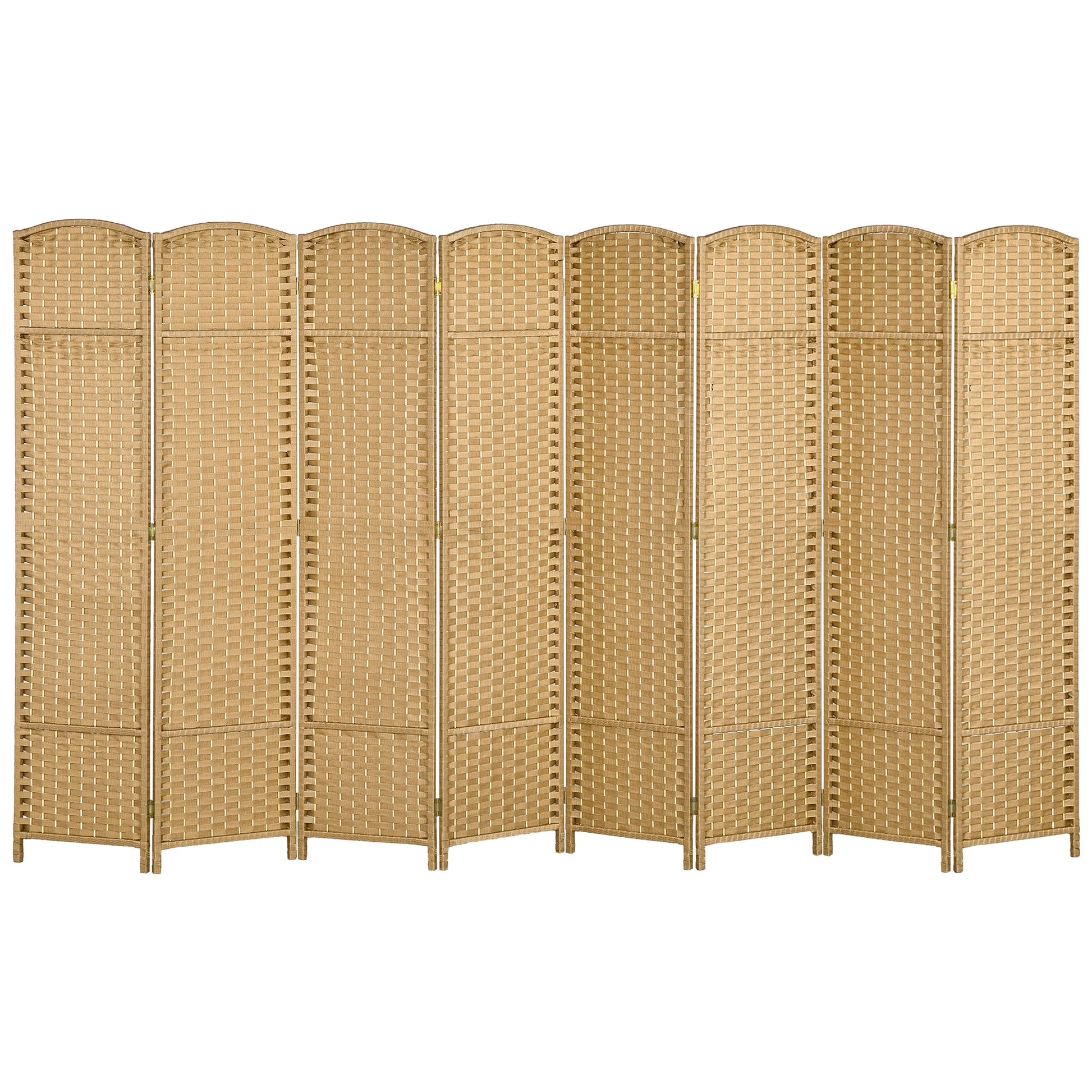 HOMCOM 4 Panel Room Divider Freestanding Folding Privacy Screen Nature Wood