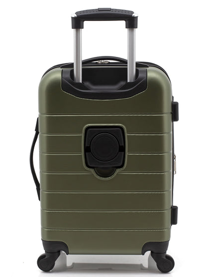 Wrangler 3 Piece Luggage Set with Cup Holder and USB Port, Olive Green