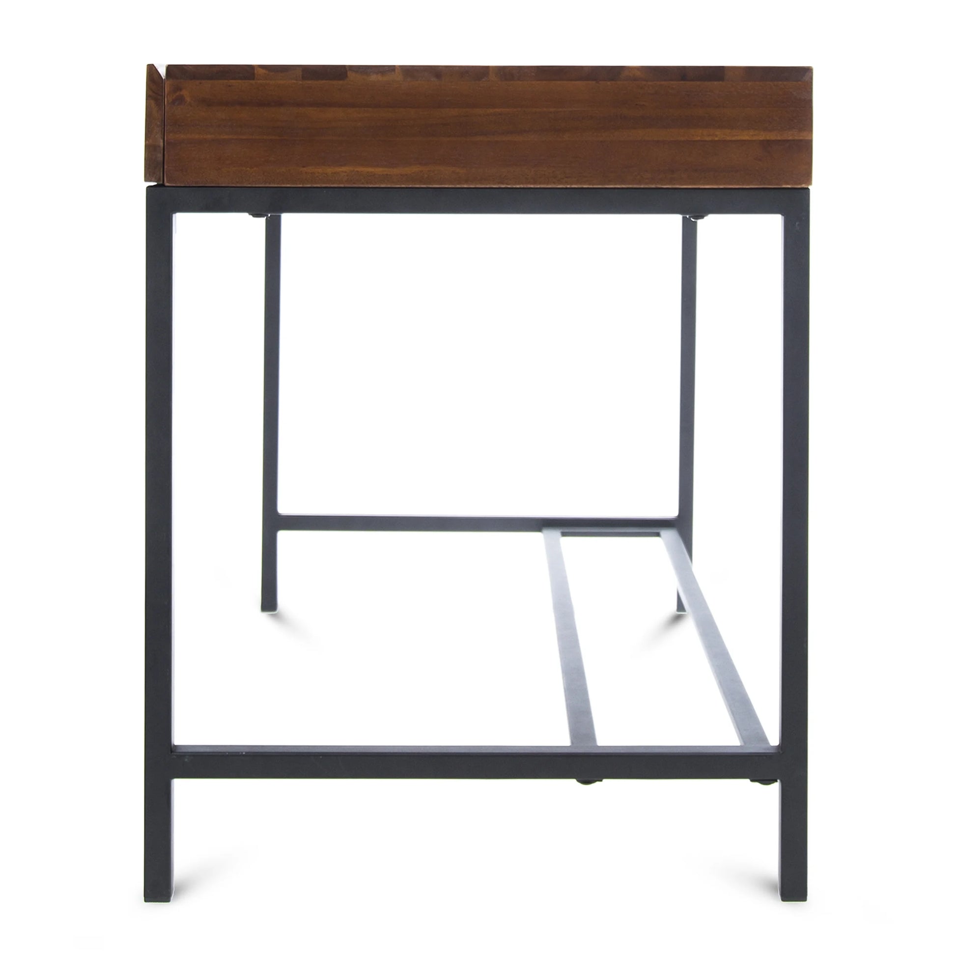 GDF Studio Elrod Industrial Dark Oak Acacia Wood Storage Desk with Rustic Metal Iron Accents