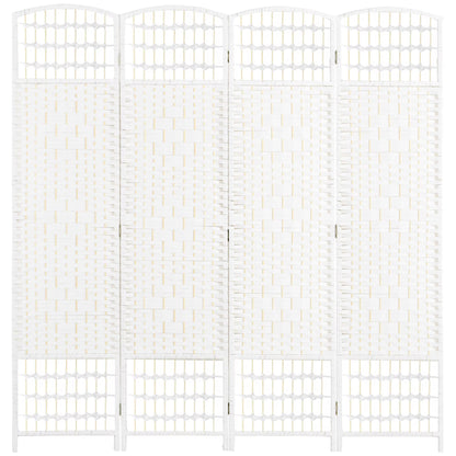 DUOSONG 4 Panel Room Divider, Folding Privacy Screen, 5.6' Room Separator, Wave Fiber Freestanding Partition Wall Divider For Rooms, Home, Office, White White Paper Privacy Screens
