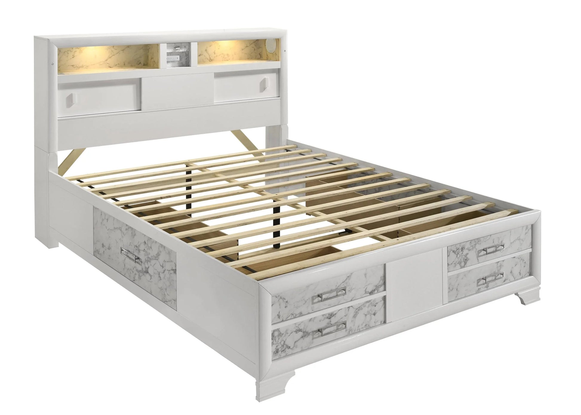 Soul Full 4PC Set including Manufactured Wood & Marble Accents in White
