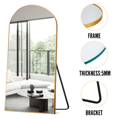MAYEERTY 71"x32" Modern Aluminum Alloy Arch Full Length Floor Mirror Full Oversize Mirror,Black