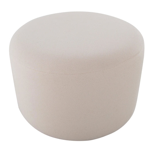 Lumisource Large Round Pouf in Knitted Beige Fabric