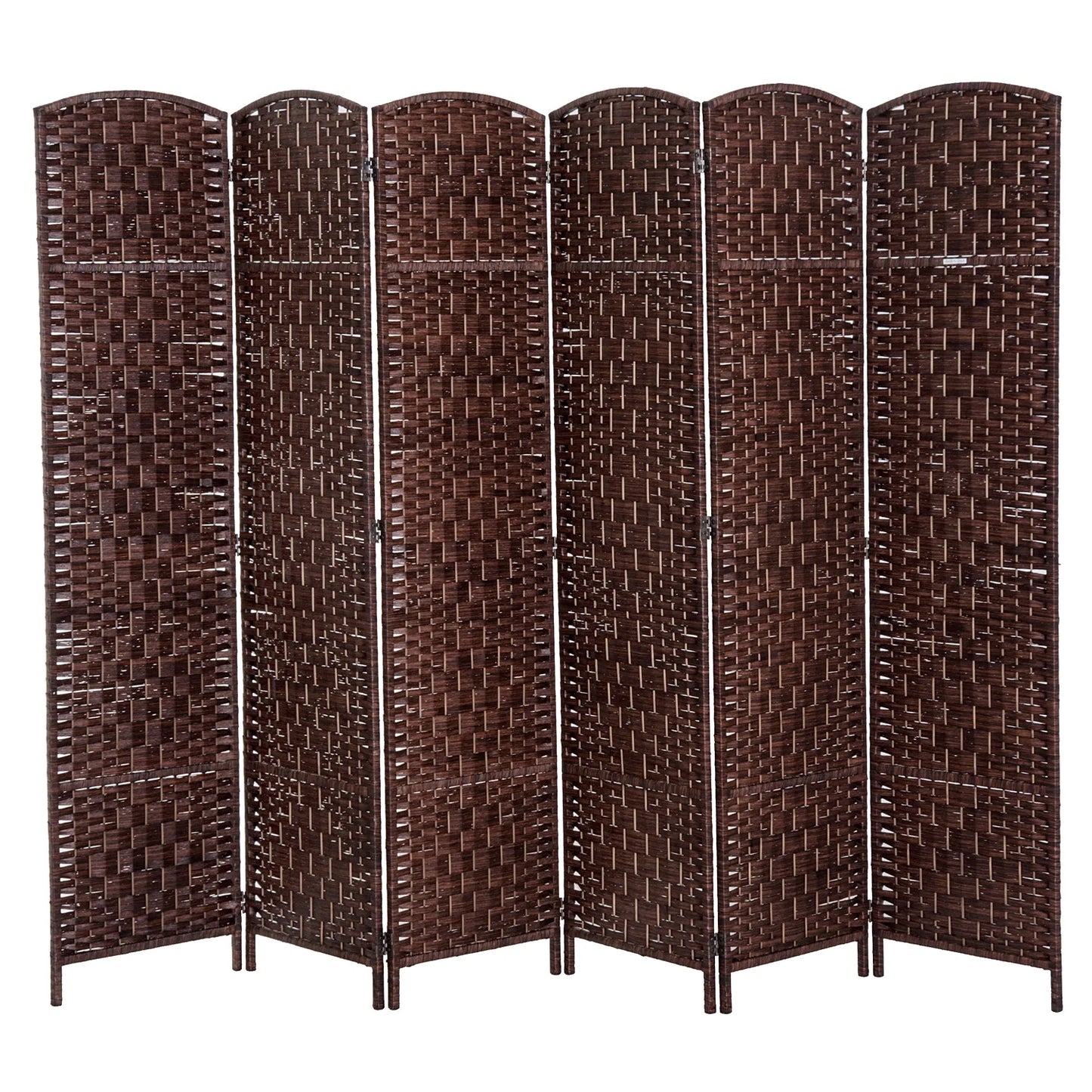 HOMCOM 6' Tall Wicker Weave 6 Panel Room Divider Privacy Screen - Black
