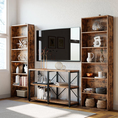 IRONCK Bookcases Floor Standing 6 Tier Shelves 70in Tall for Home Office, Vintage Brown