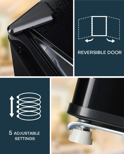 Upstreman 1.7 Cu ft Mini Fridge with Freezer Single Door Compact Refrigerator, Low Noise, Energy Saving, Adjustable Temperature, Reversible Door, for Home Office Dorm, Black FR17