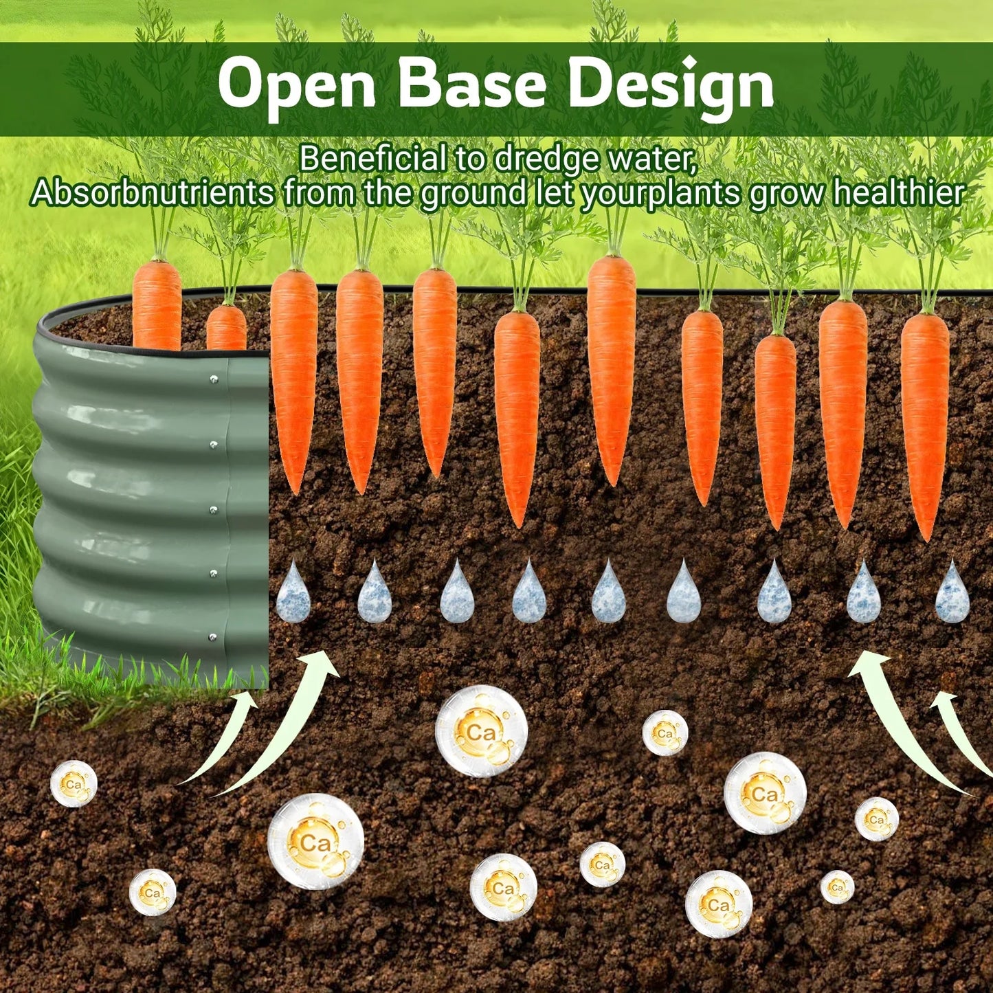 HOOFUN 17" Tall Metal Raised Garden Bed, 9 in 1 Garden Raised 8ftX2ft Garden Bed Kits for Vegetables Flowers, Oval Outdoor Planter Box w/6 Support Bars - Olive Green