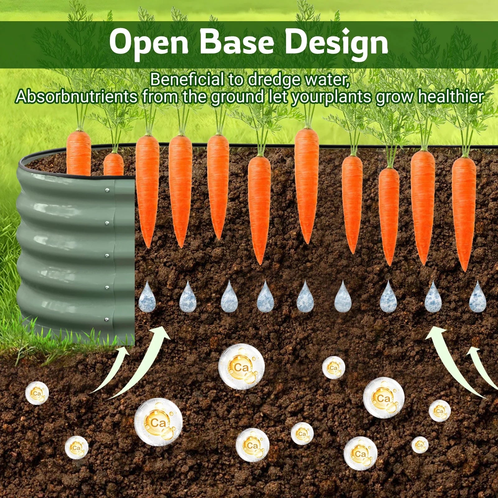 HOOFUN 17" Tall Metal Raised Garden Bed, 9 in 1 Garden Raised 8ftX2ft Garden Bed Kits for Vegetables Flowers, Oval Outdoor Planter Box w/6 Support Bars - Olive Green