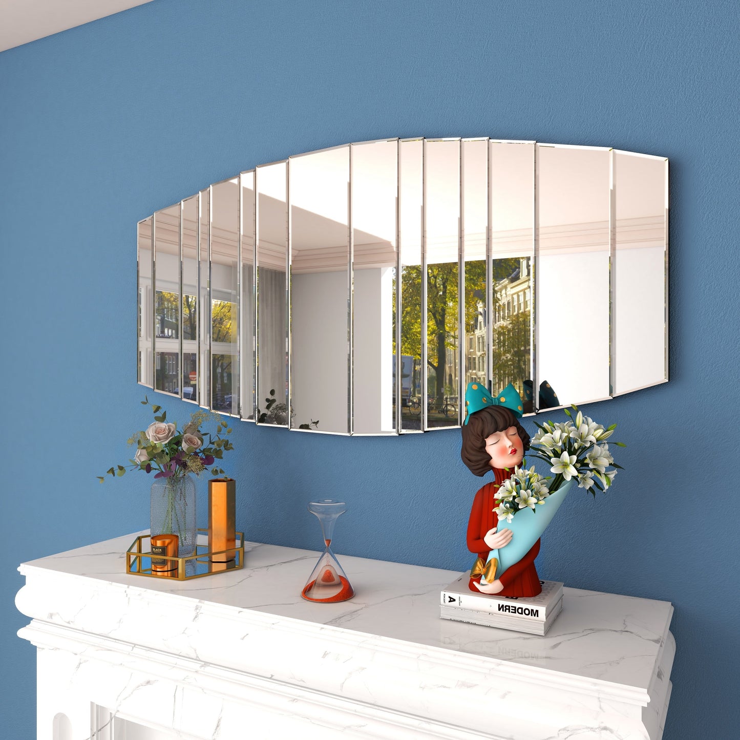 SHYFOY Sunburst Framless Irregular Accent Wall Mirror - 43.3"21.65"