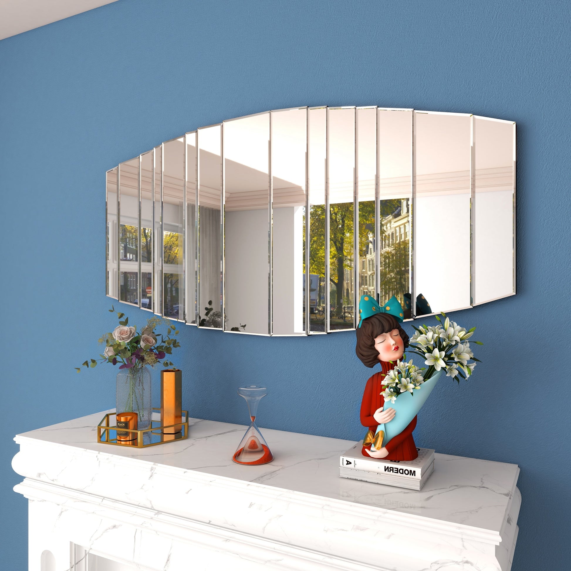 SHYFOY Sunburst Framless Irregular Accent Wall Mirror - 43.3"21.65"