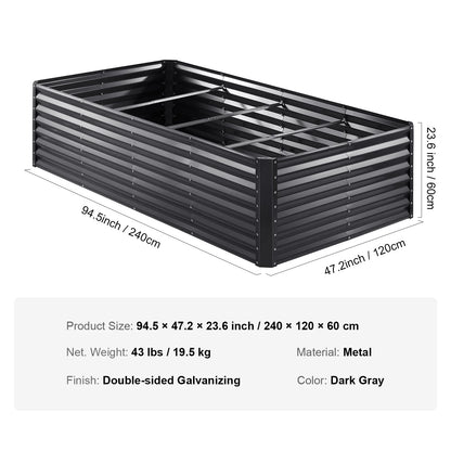 KFFKFF Elevated Garden Bed, Dimensions 8 x 4 x 2 ft, Constructed from Galvanized Metal, Open Bottom Outdoor Planters, Ideal for Cultivating Flowers, Vegetables, and Herbs in Yard, Garden, Patio