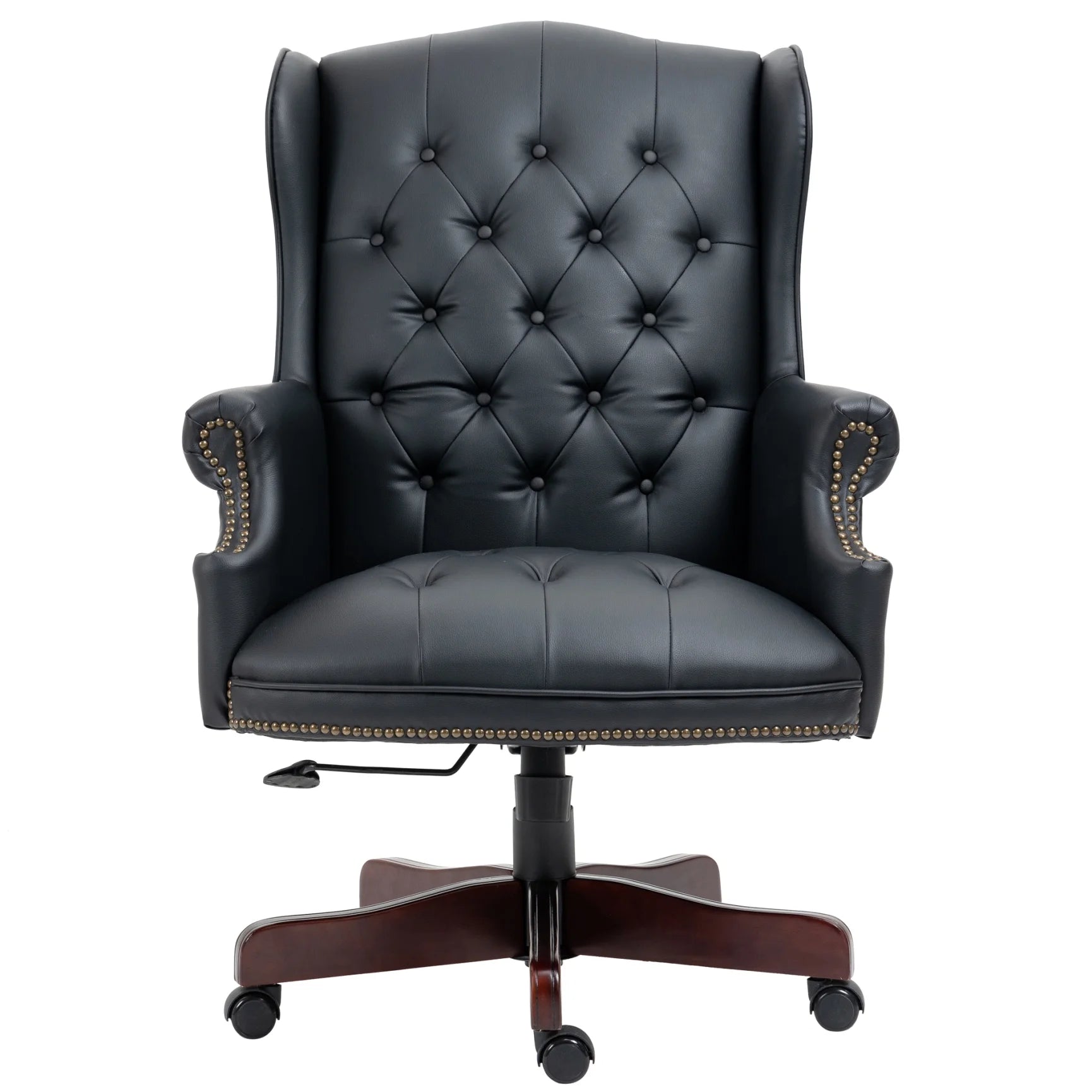 360° Rotating Office Chair,High Back Reclining Comfortable Desk Chair,Thick Padded Seat & Backrest,Ergonomic PU Leather Desk Chair with Smooth Glide Caster Wheels for Home Office,Black