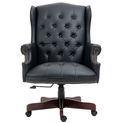 360° Rotating Office Chair,High Back Reclining Comfortable Desk Chair,Thick Padded Seat & Backrest,Ergonomic PU Leather Desk Chair with Smooth Glide Caster Wheels for Home Office,Black