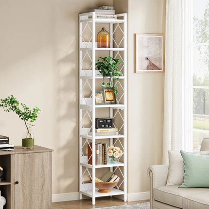 Tribesigns 78.7 Inches Tall Narrow Bookshelf, Freestanding 7-Tier Bookcase, Skinny Corner Storage Organizer for Home Office