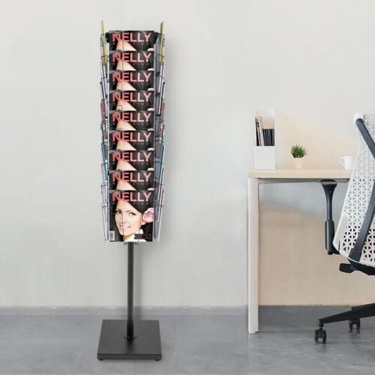 Modern Rotating Brochure Display Stand Detachable Magazine Rack With 36 Pockets