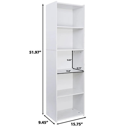 ZENSTYLE 5 Tier Bookcase Bookshelf Storage Wall Shelf Organizer Display Stand Home Office