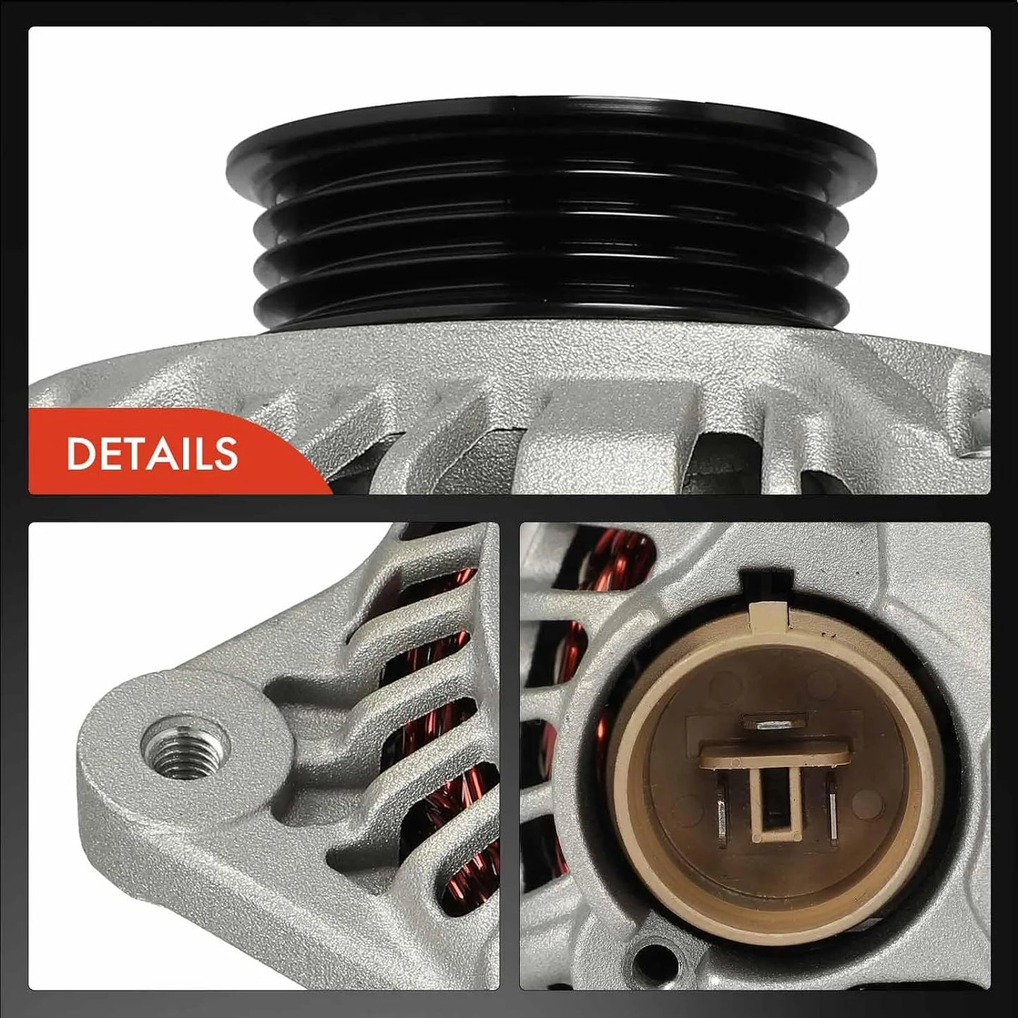 A-Premium Alternator Compatible with Chevrolet Metro, Tracker & GMC Tracker & Suzuki Sidekick, Swift, X-90 & Pontiac Firefly, Sunrunner & Geo Metro, Tracker, 12V 55A 4-Groove Pulley Clockwise