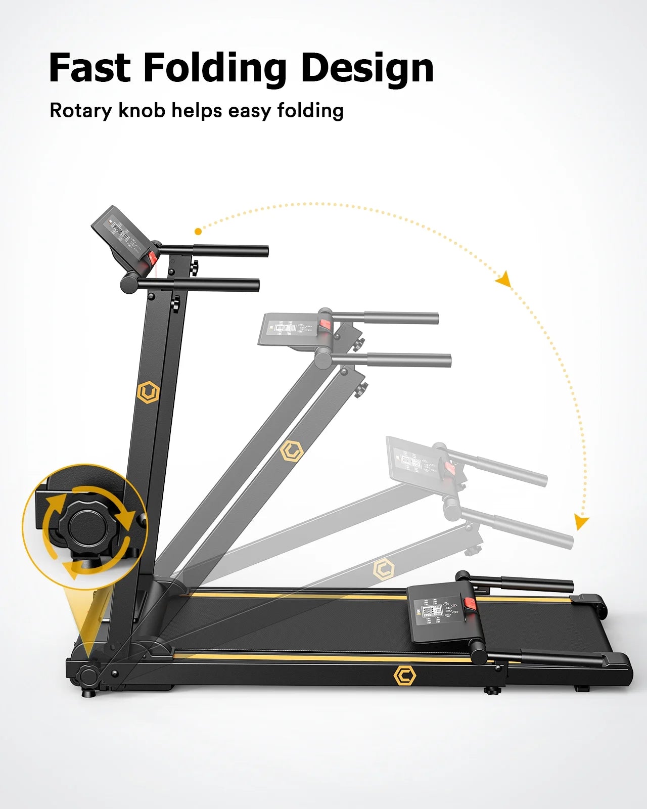 UREVO Treadmill, 2.25HP Folding Treadmills for Home with 12 HIIT Modes for Home Office LCD Display