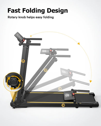 UREVO Treadmill, 2.25HP Folding Treadmills for Home with 12 HIIT Modes for Home Office LCD Display