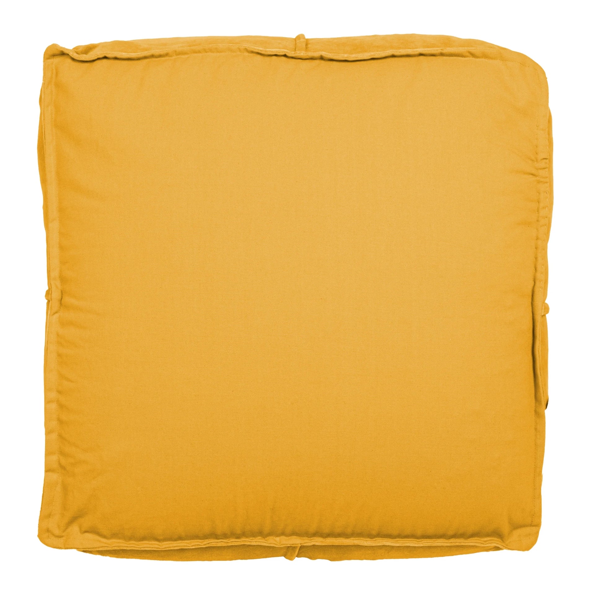 Creative Co-Op Square Cotton Velvet Pouf Seat, Goldenrod Yellow