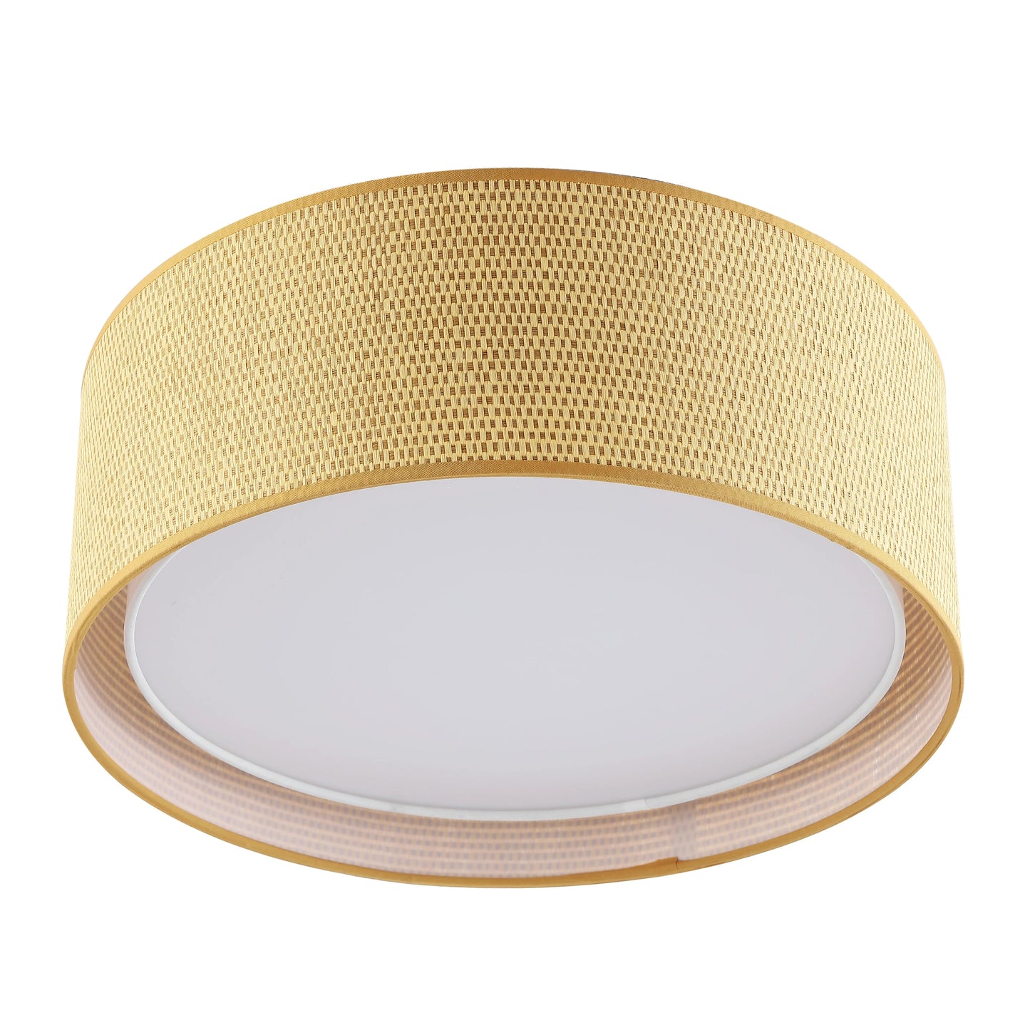LEDET 15.7 in. Yellow Flush Mount Ceiling Light Rattan Weaving Shade Home Decor Pendant Lighting