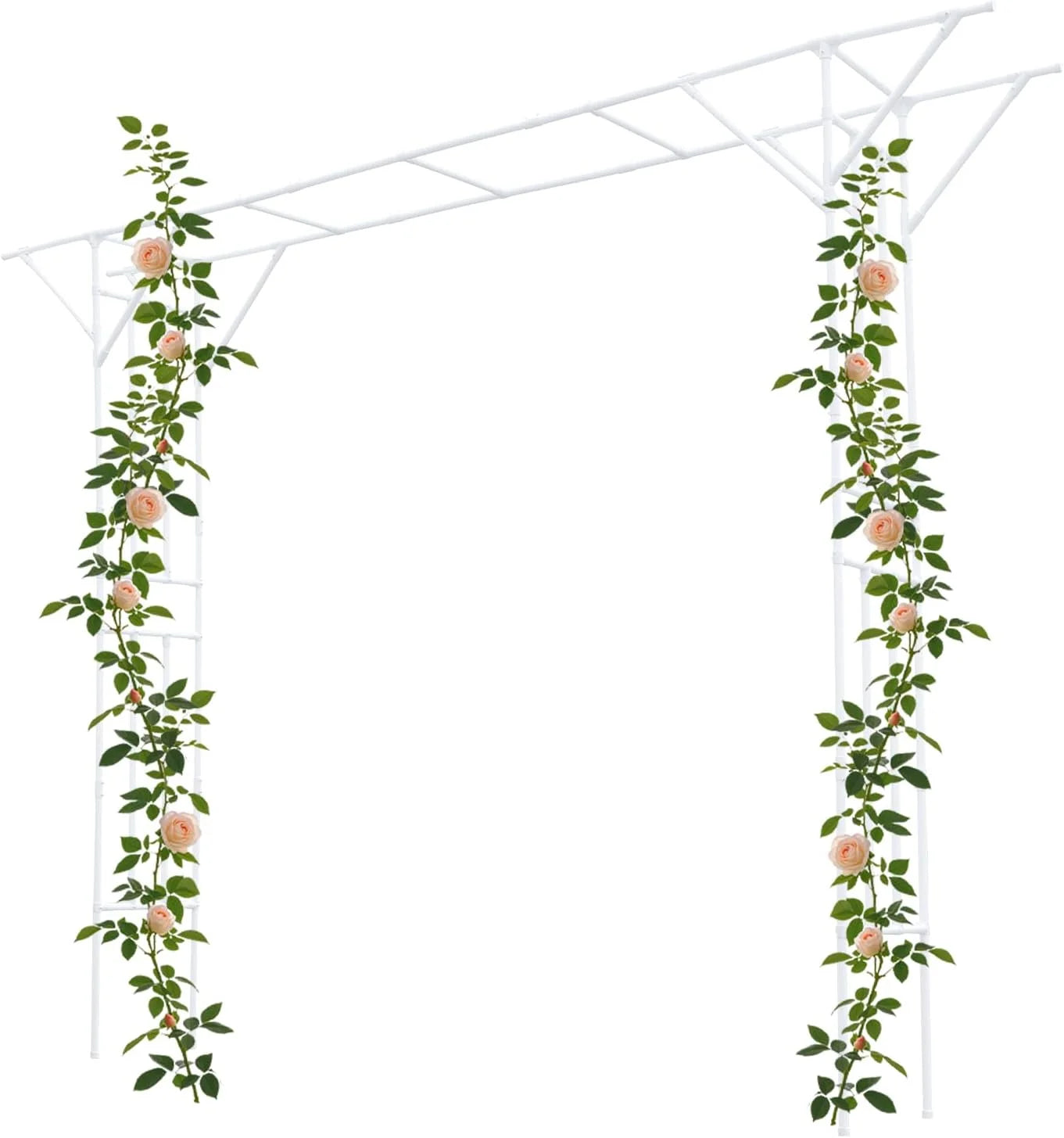 Black Garden Trellis Supersize Flattop Garden Arch for Wedding,141.7" L x 106" H Garden Arch Arbor Trellis for Climbing Plants Outdoor,Galvanized Steel Pipe Coated with Plastic