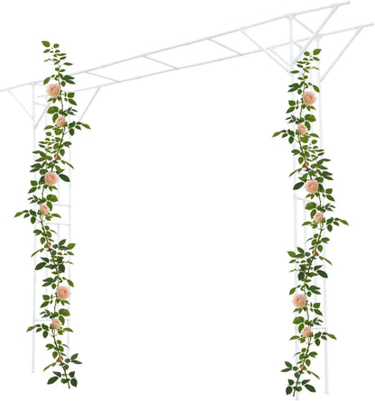 Black Garden Trellis Supersize Flattop Garden Arch for Wedding,141.7" L x 106" H Garden Arch Arbor Trellis for Climbing Plants Outdoor,Galvanized Steel Pipe Coated with Plastic