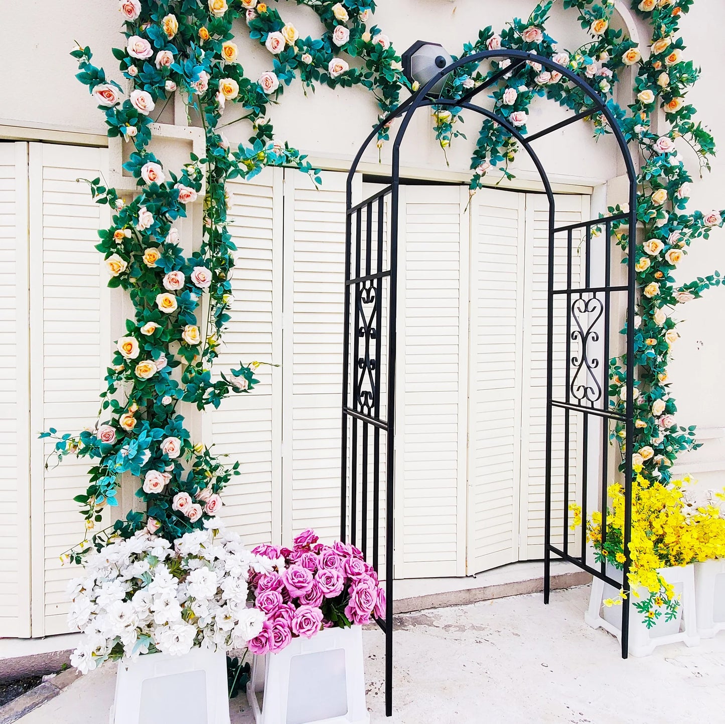 SCENDOR Garden Arches Arbors Curved Metal Durable Iron Plants Trellis Stand Use for Outdoor Garden Arbor Climbing Plants Wedding Arches Ceremony