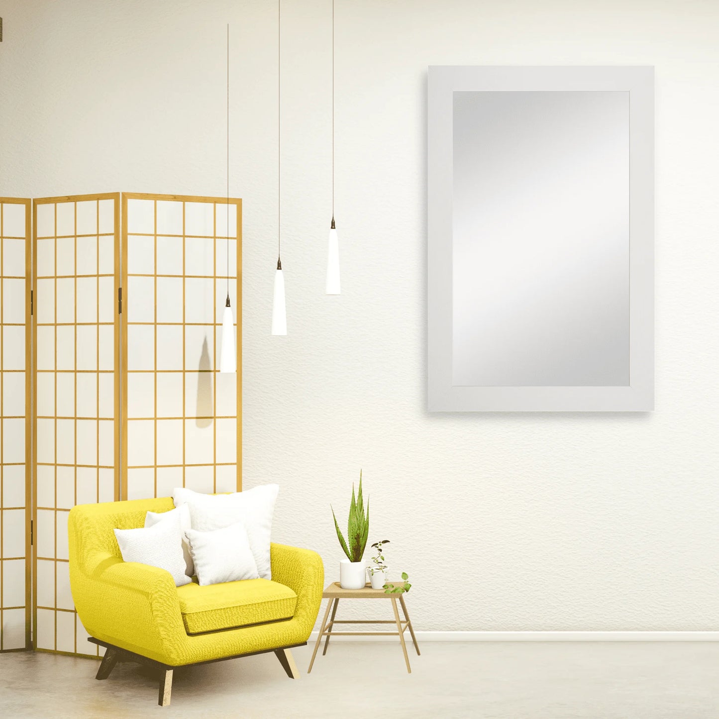 Pendleton Rustic White Framed Wall Mirror, Rectangular Vanity Mirror, Multiple Sizes
