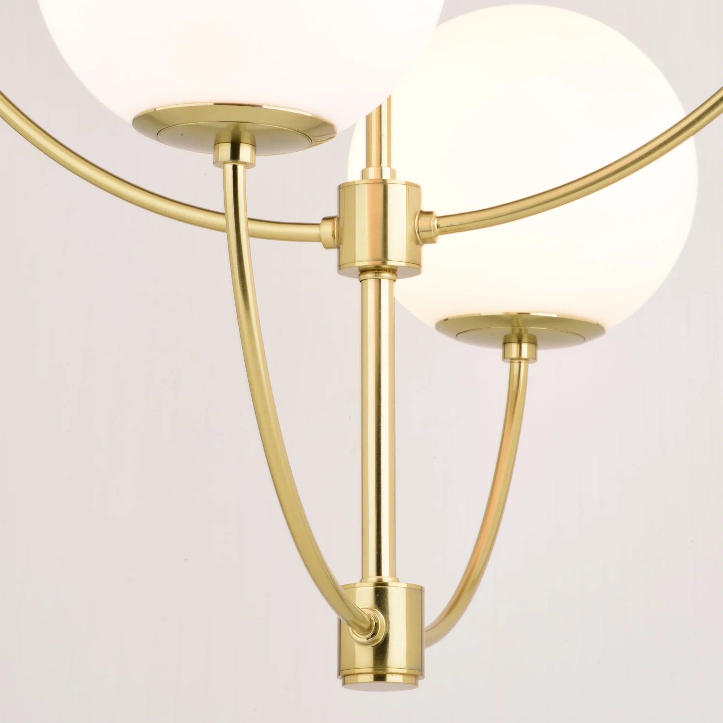 Avers 4 Light LED Compatible Gold Brass Mid-Century Modern Chandelier White Globe Glass