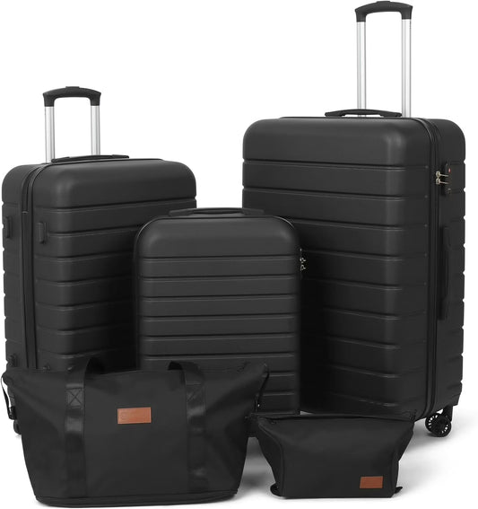 Simpli Magic Hardshell Suitcase Set Lightweight Hardshell Luggage Set with Spinner Wheels, 5 Pc Set