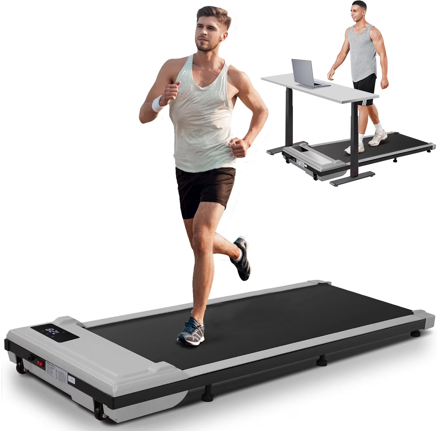 Walking Pad Treadmill, 2.5HP Under Desk Treadmill with Remote Control and LED Display, Portable Walking Treadmill for Home Office, Walking Jogging Machine with 300 lbs Weight Capacity